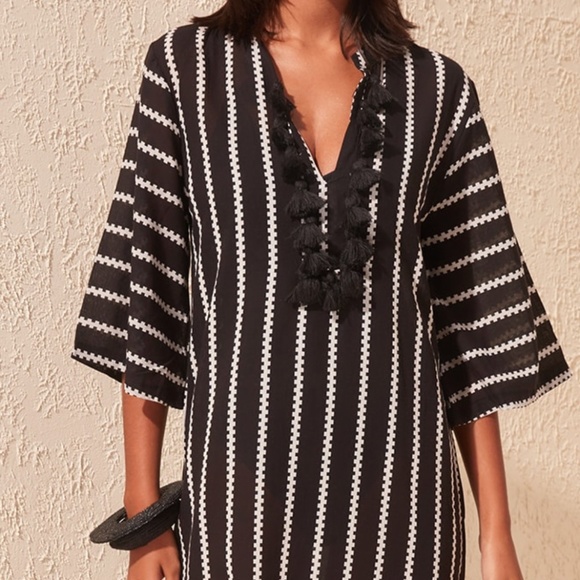 Black and White Striped Swim Coverup - Picture 10 of 14